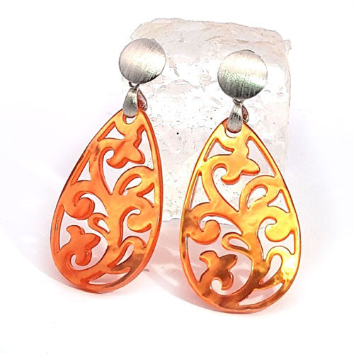 Ohrpendler Perlmutt Tropfen, orange  - 1