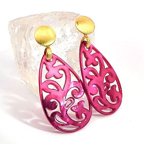 Ohrpendler Perlmutt Tropfen, pink  - 3