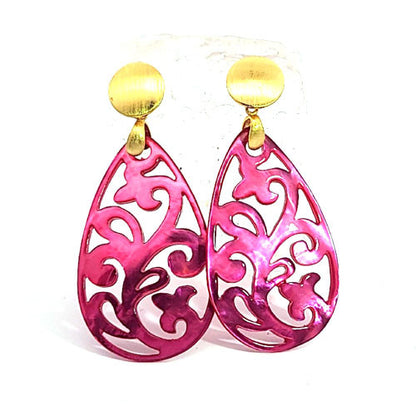 Ohrpendler Perlmutt Tropfen, pink  - 1