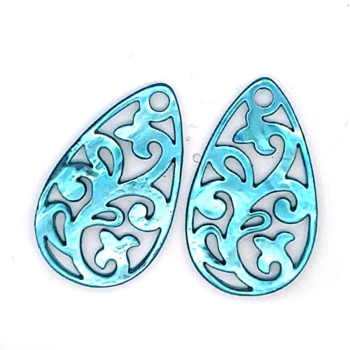 Ohrpendler Perlmutt Tropfen, helltürkis  - 2