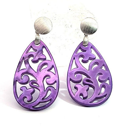 Ohrpendler Perlmutt Tropfen, violett  - 1