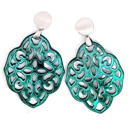Ohrpendler Perlmutt Ornamental, smaragdgrün  - 1