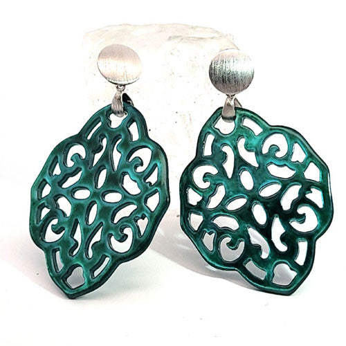 Ohrpendler Perlmutt Ornamental, smaragdgrün  - 4
