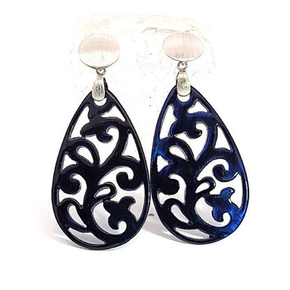 Ohrpendler Perlmutt Tropfen, dunkelblau  - 7