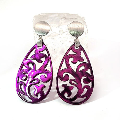 Ohrpendler Perlmutt Tropfen, purple  - 1