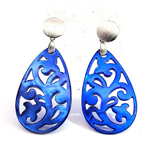 Ohrpendler Perlmutt Tropfen, azurblau  - 3