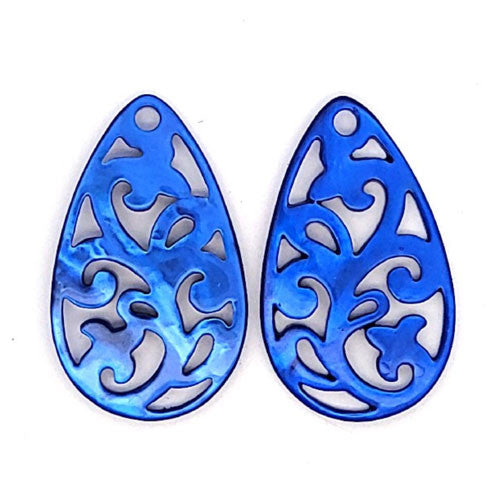 Ohrpendler Perlmutt Tropfen, azurblau  - 4