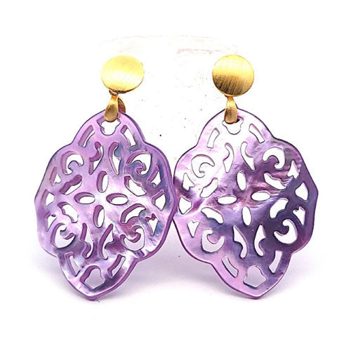 Ohrpendler Perlmutt Ornamental, lila  - 2