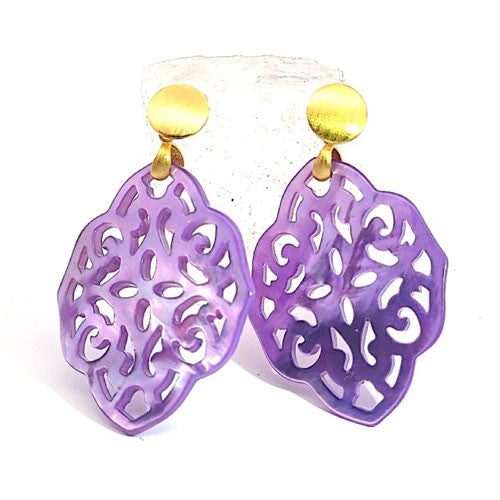 Ohrpendler Perlmutt Ornamental, lila  - 3