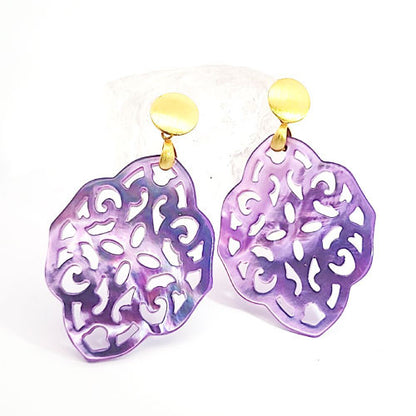 Ohrpendler Perlmutt Ornamental, lila  - 4