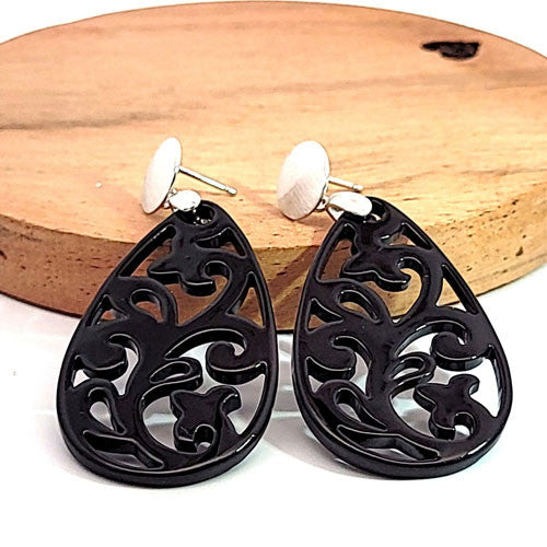 Ohrpendler Perlmutt Tropfen, schwarz  - 3