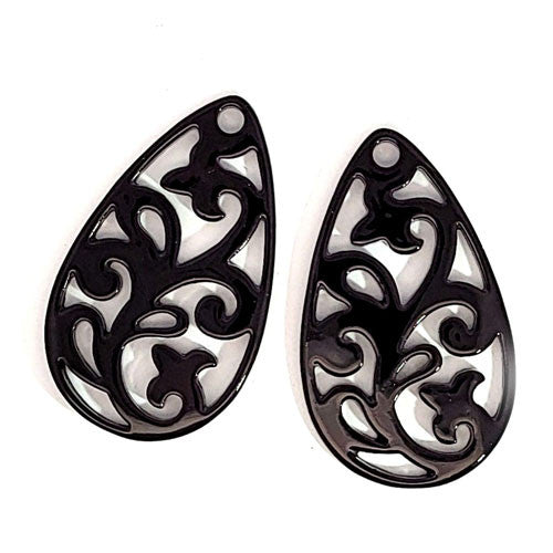 Ohrpendler Perlmutt Tropfen, schwarz  - 2