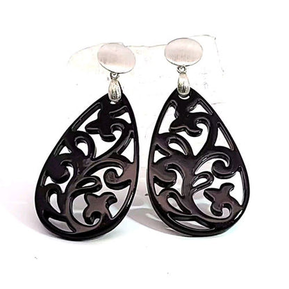 Ohrpendler Perlmutt Tropfen, schwarz  - 5