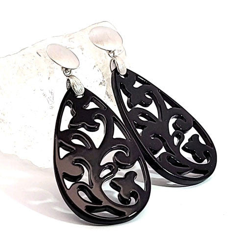 Ohrpendler Perlmutt Tropfen, schwarz  - 6