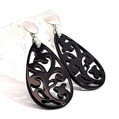 Ohrpendler Perlmutt Tropfen, schwarz  - 6