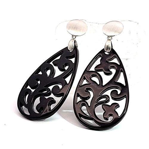 Ohrpendler Perlmutt Tropfen, schwarz  - 1