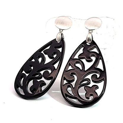 Ohrpendler Perlmutt Tropfen, schwarz  - 1