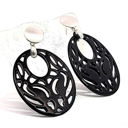 Ohrpendler Perlmutt Oval, schwarz  - 7