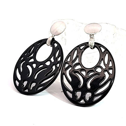 Ohrpendler Perlmutt Oval, schwarz  - 6