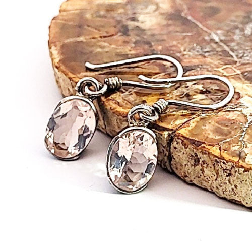 Ohrringe Rosenquarz facettiert  - 1