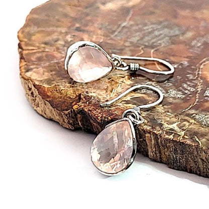 Ohrringe Rosenquarz facettiert  - 1