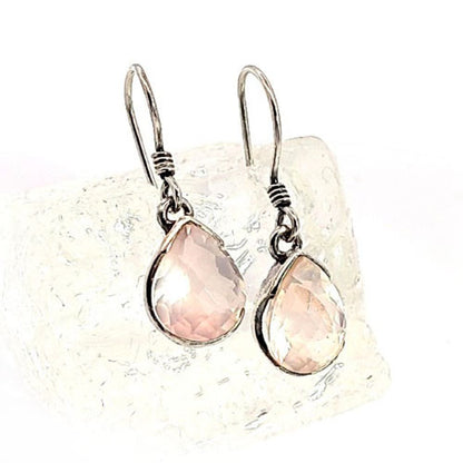 Ohrringe Rosenquarz facettiert  - 2