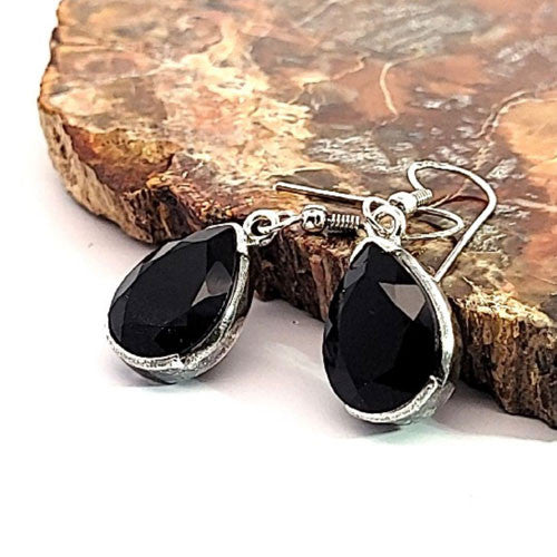 Ohrringe Onyx facettiert  - 1