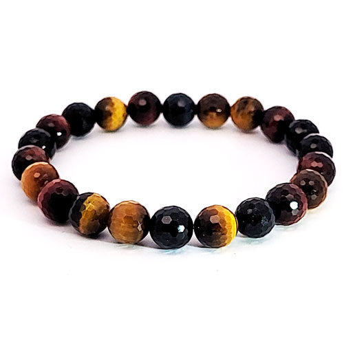Tigerauge multi Armband 8 mm facettiert  - 1