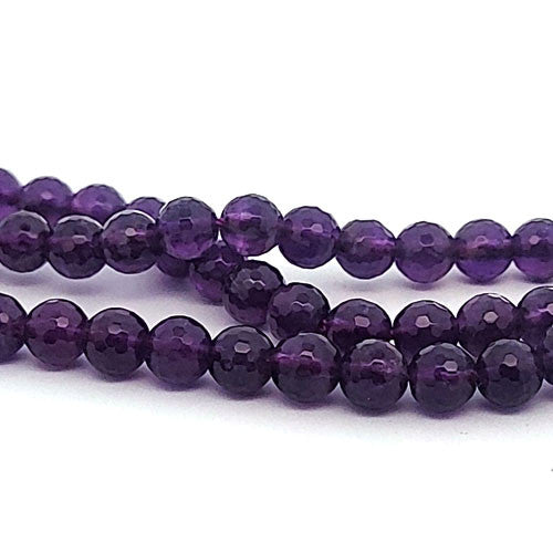 Amethyst, Kugelstrang facettiert 6 mm  - 1