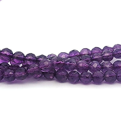 Amethyst, Kugelstrang facettiert 6 mm  - 1