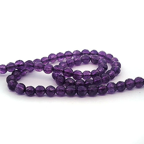 Amethyst, Kugelstrang facettiert 6 mm  - 2