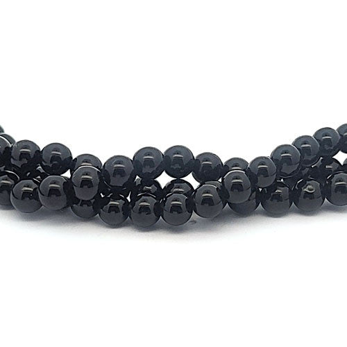 Turmalin schwarz (Schörl) Kugelstrang 6 mm  - 2