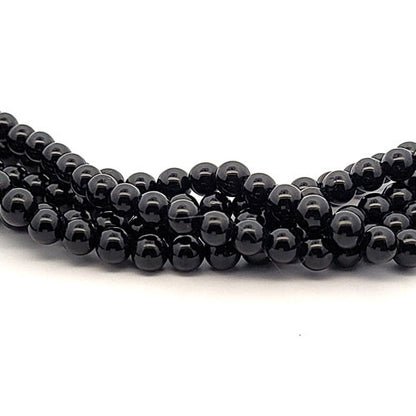Turmalin schwarz (Schörl) Kugelstrang 6 mm  - 1