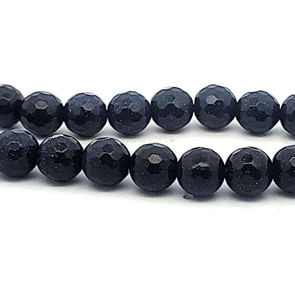 Goldfluss blau, Kugelstrang 8 mm facettiert  - 1