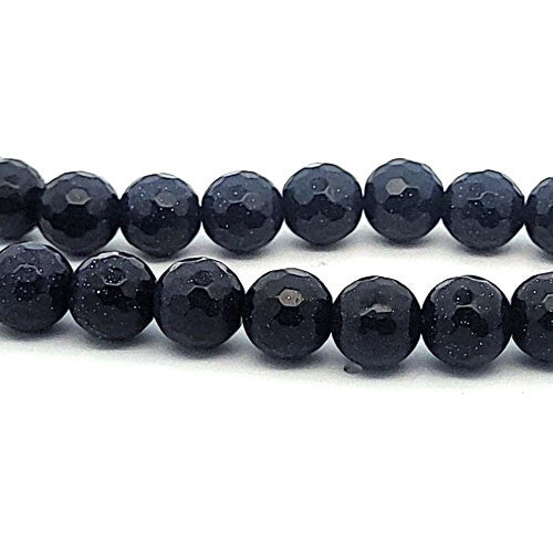 Goldfluss blau, Kugelstrang 8 mm facettiert  - 1