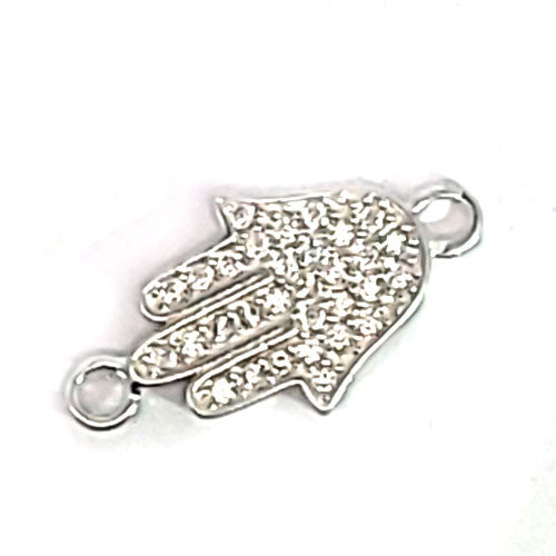 Fatimas Hand  Silberelement rhodiniert mit Zirkonia  - 2