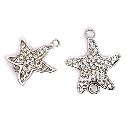 Seestern Silberelement rhodiniert mit Zirkonia  - 3