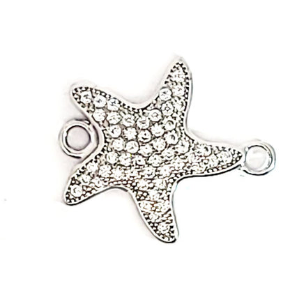 Seestern Silberelement rhodiniert mit Zirkonia  - 1