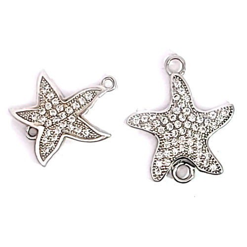 Seestern Silberelement rhodiniert mit Zirkonia  - 3