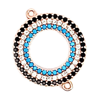 Rundes Silberelement rosé vergoldet mit Zirkonia und Glassteinen  - 2