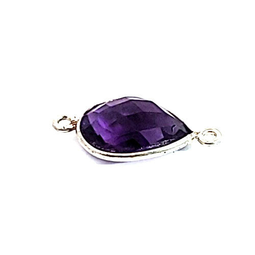 Amethyst Silberelement Tropfen mit 2 Ösen  - 1