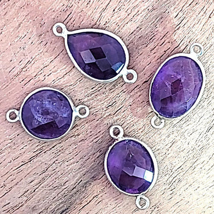 Amethyst Silberelement Tropfen mit 2 Ösen  - 4