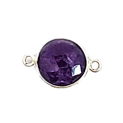 Amethyst Silberelement rund mit 2 Ösen  - 1