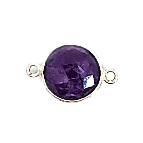Amethyst Silberelement rund mit 2 Ösen  - 1