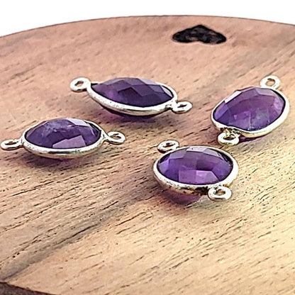 Amethyst Silberelement rund mit 2 Ösen  - 2
