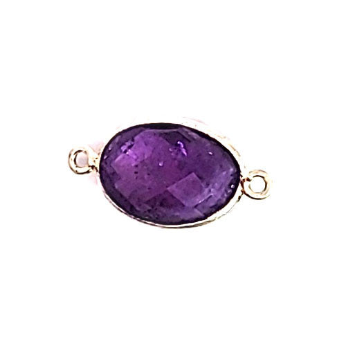 Amethyst Silberelement oval mit 2 Ösen  - 1