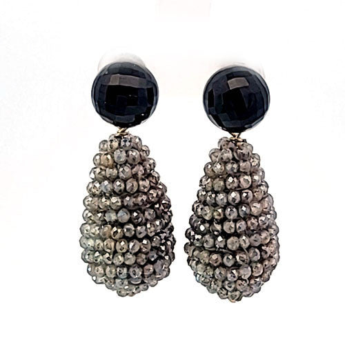 Ohrringe Labradorit mit schwarzem Spinell  - 1