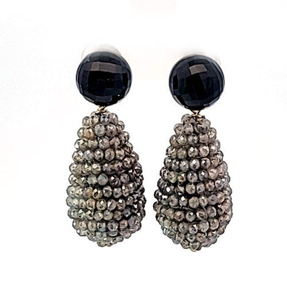 Ohrringe Labradorit mit schwarzem Spinell  - 1