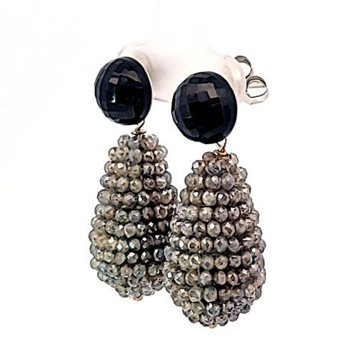 Ohrringe Labradorit mit schwarzem Spinell  - 3