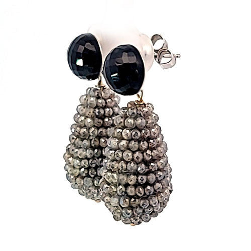 Ohrringe Labradorit mit schwarzem Spinell  - 4